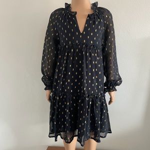 Stella McCartney Little Girls Constance Navy Dress With Gold Spots Size 5 NWT.
